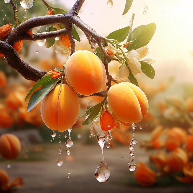 Golden apricot landscape background