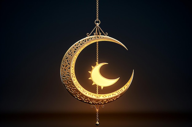 Golden arabic lamp in moon