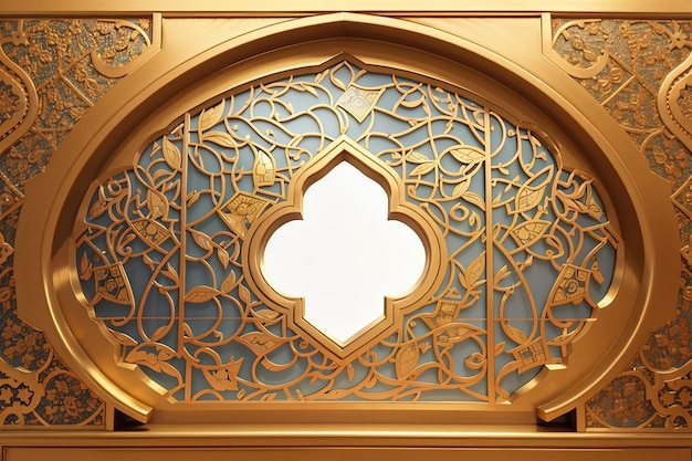 Golden Arabic Ornamental Window Traditional Islamic Patterns