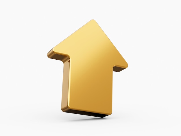 golden arrow up isolated on white background 3d illustration