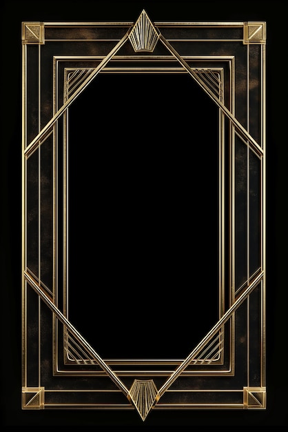 Golden art deco frame with ornament Retro golden art deco or art nouveu frame in roaring 20s style