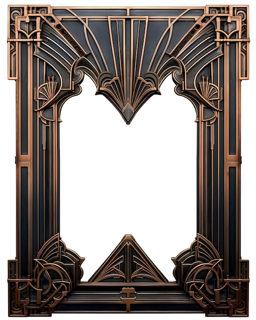 Photo golden art deco frame with ornament retro golden art deco or art nouveu frame in roaring 20s style