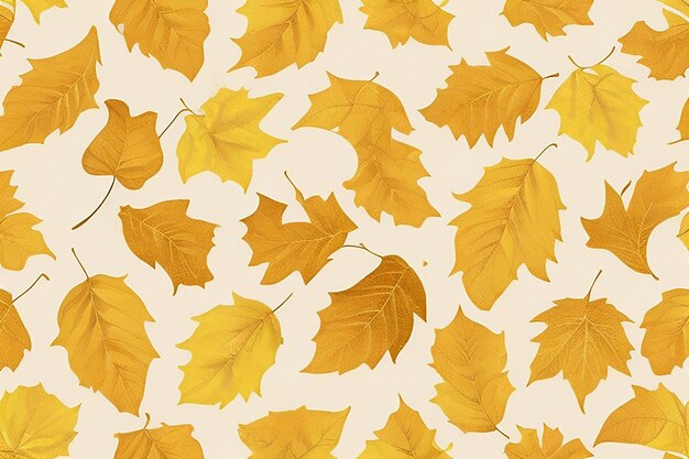 Golden autumn tapestry a natureinspired abstract seamless pattern with vibrant yellow leaves