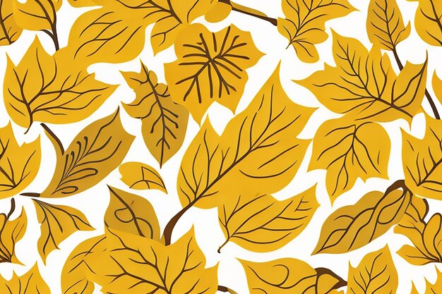 Golden autumn tapestry a natureinspired abstract seamless pattern with vibrant yellow leaves