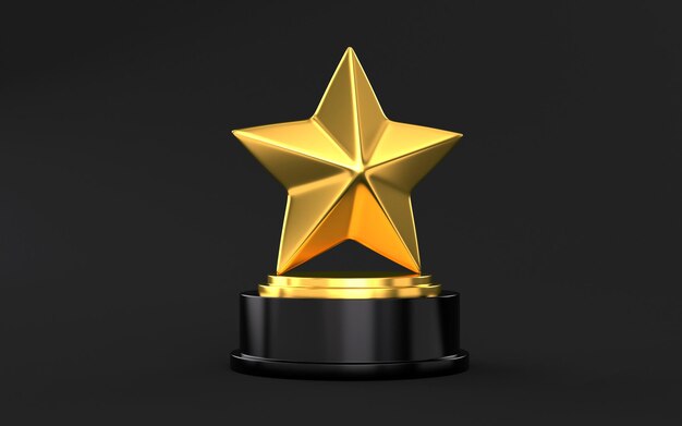 Photo golden award on black background 3d illustration 3d render