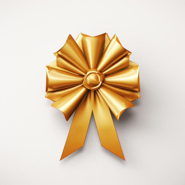 A golden award ribbon isolated on white background