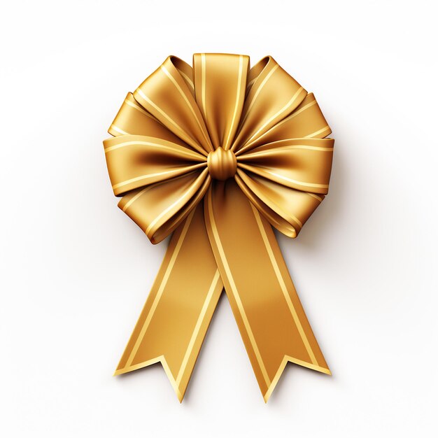 A golden award ribbon isolated on white background