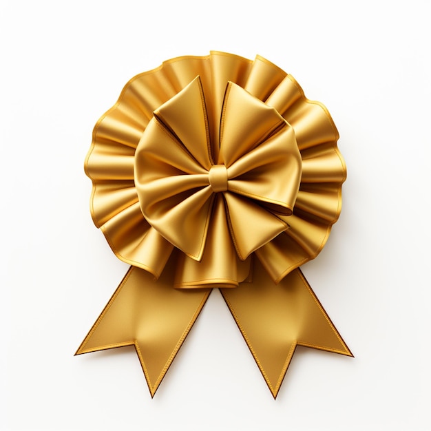 A golden award ribbon isolated on white background