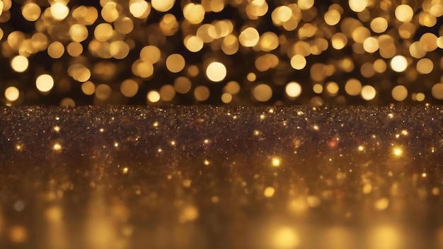 Golden background of defocused abstract lights golden bokeh lights