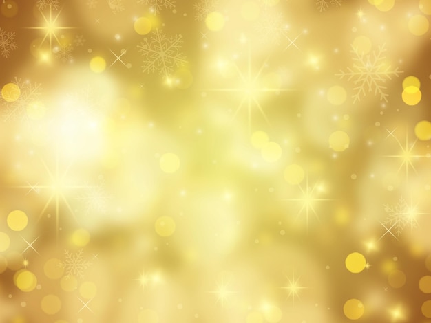 Golden background with stars and bokeh lights design