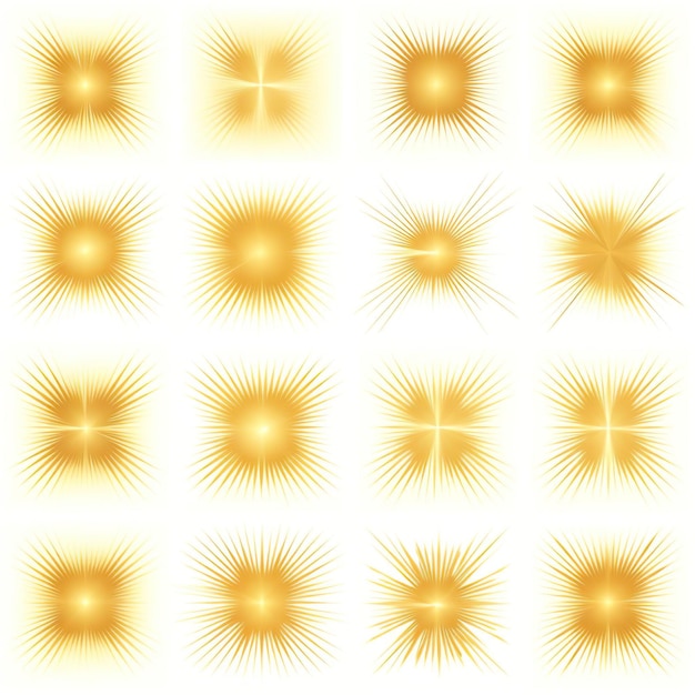 Golden backgrounds set with sunburst Shiny gold