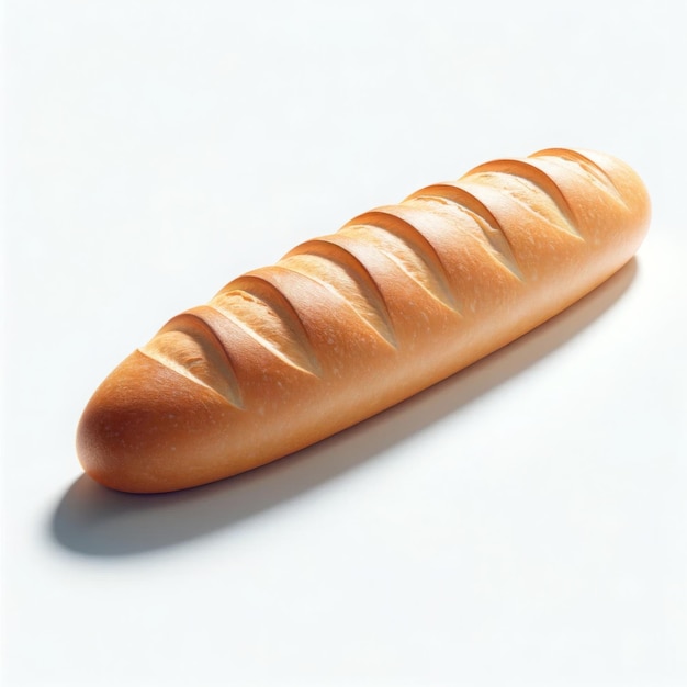 Golden Baked French Baguette on Minimalistic Background Fresh Bakery Concept