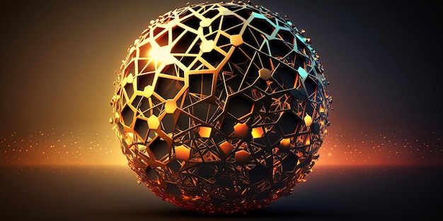 Golden ball abstract geometric background