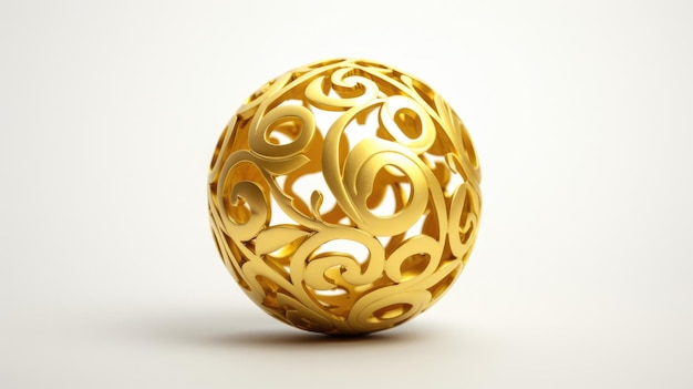 a golden ball with a pattern of circles and circles.