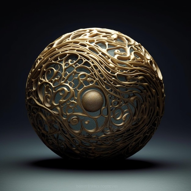 A golden ball with a tree like structure on it