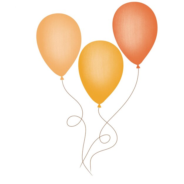 Photo golden balloons isolated for greeting card illustration illustrated