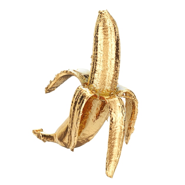 Golden banana 3d rendering