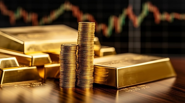 Golden bar on a chart representing rising stock market trends