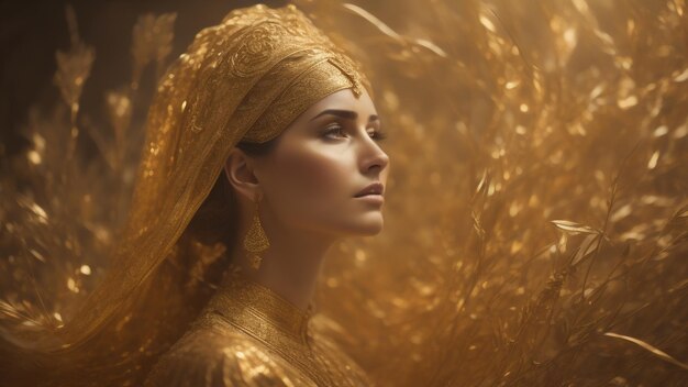 Golden beauty woman