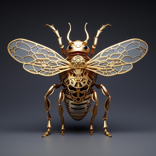 Golden Bee Perspective 3D View