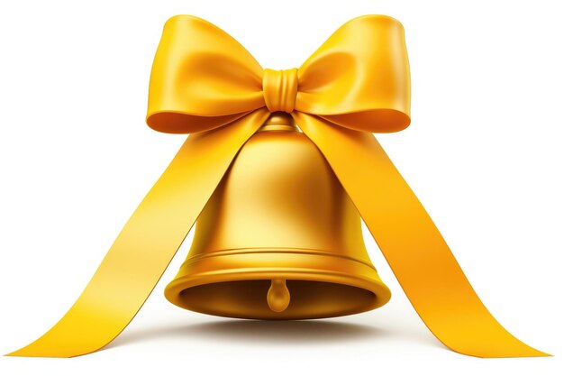 golden bell with a golden bow rings