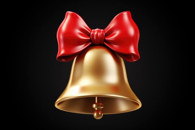 Photo golden bell with a red bow on it