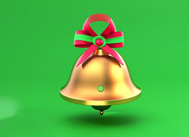 golden bells with a red bow