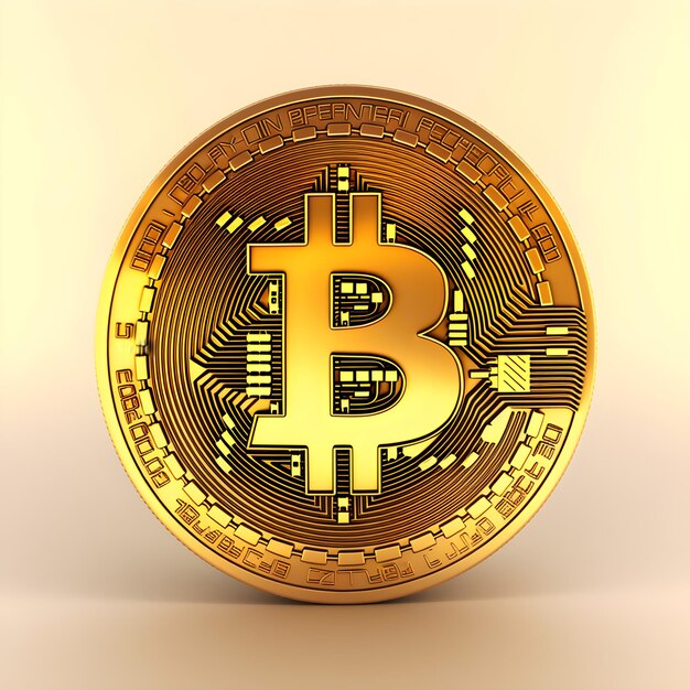 Photo golden bitcoin close up view