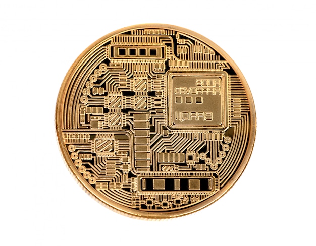 Golden Bitcoin Coin Close Up 