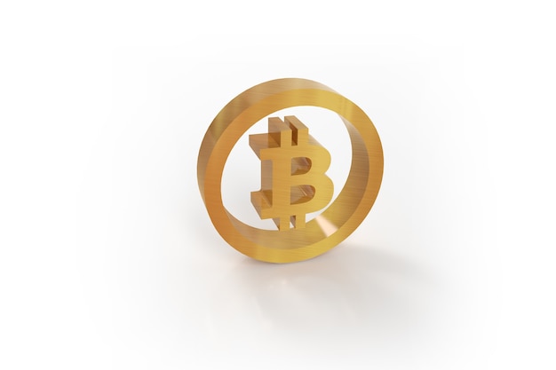 Golden bitcoin coin crypto money isolated on white background