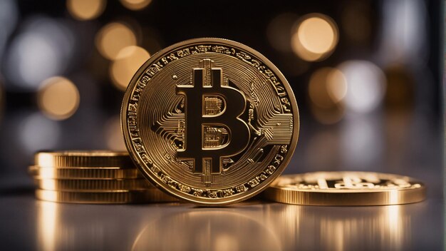 Golden Bitcoin digital cryptocurrency