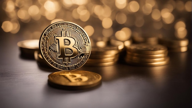 Golden Bitcoin digital cryptocurrency