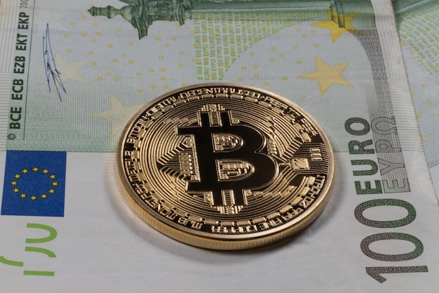 Golden bitcoin Euro background Bitcoin cryptocurrency