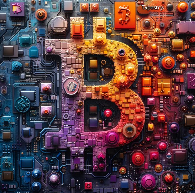 A golden bitcoin sitting on top of a circuit board Generative AI image