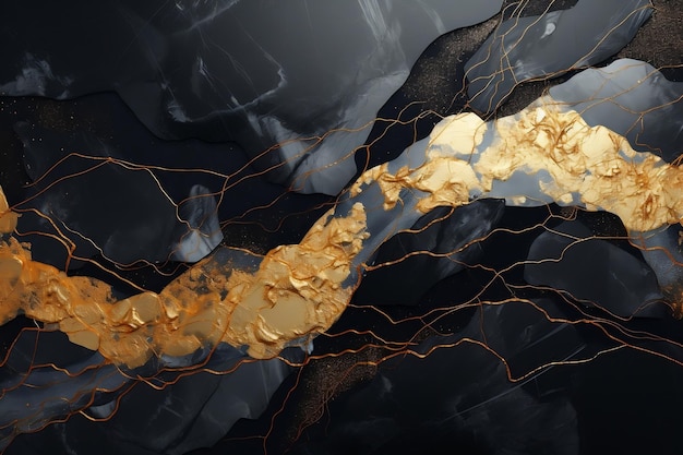 Черная золотая 3D-текстура Стильный фон Генеративный ИИ