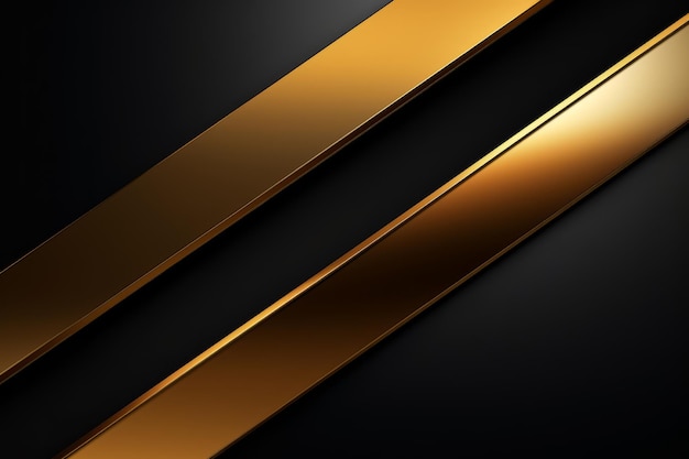 Photo golden and black abstract modern background with diagonal lines or stripes and a 3d effect metallic sheen generative ai