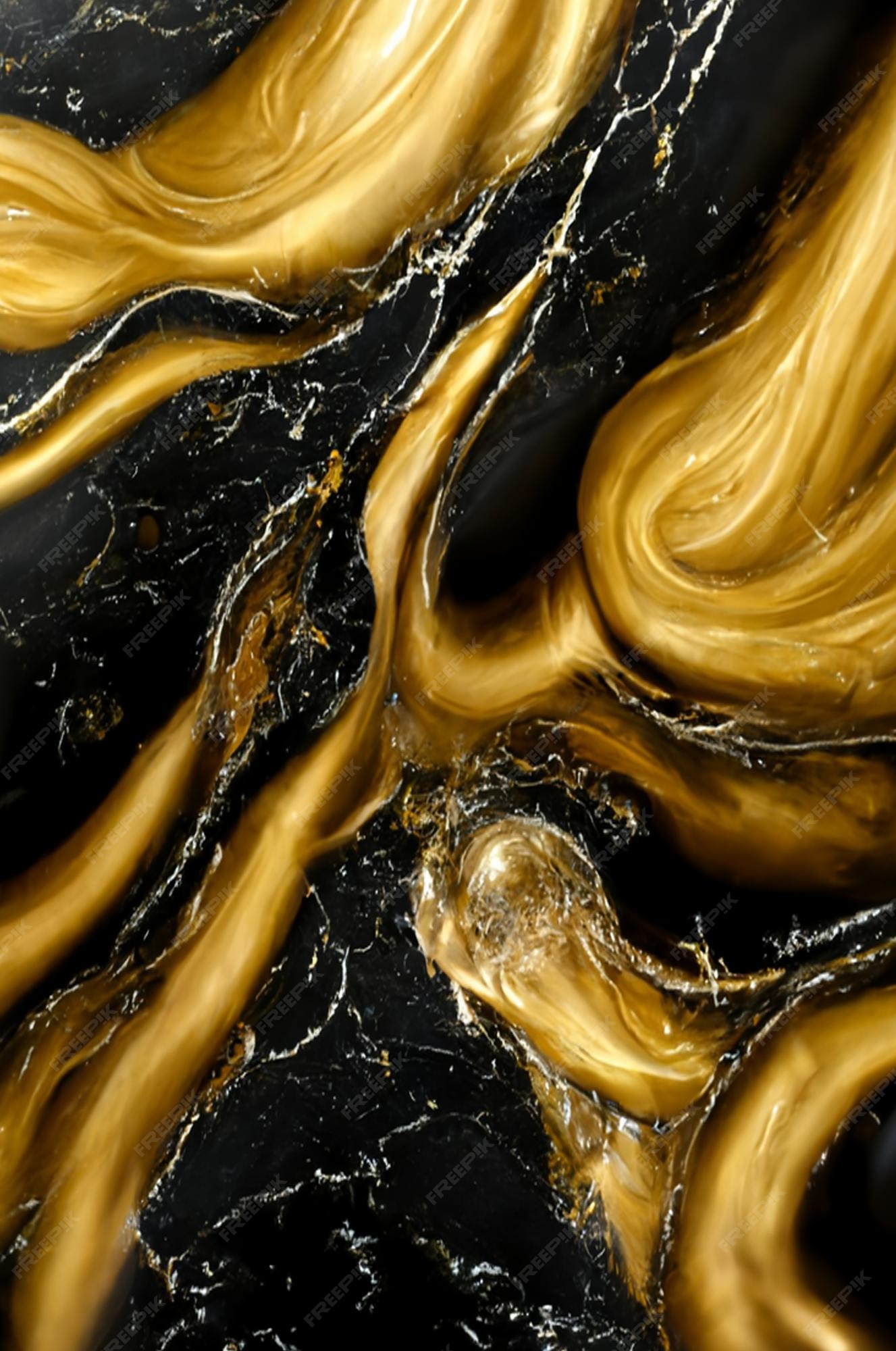 Premium Photo | Golden and black liquid marble background. 3d wallpaper for  wall frames. resin geode abstract art