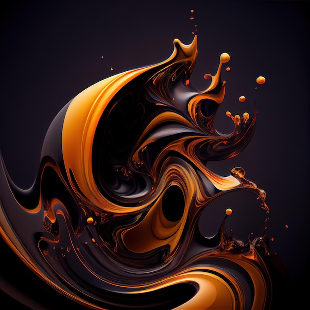 Golden and black splash fluid Generative Ai