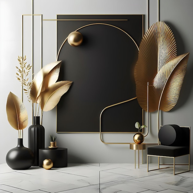 Photo golden black wall panel