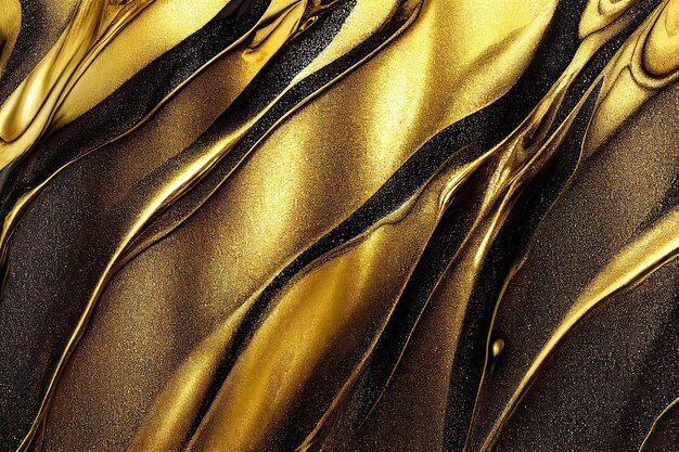 Golden and black with shiny glitter liquid pattern abstract background