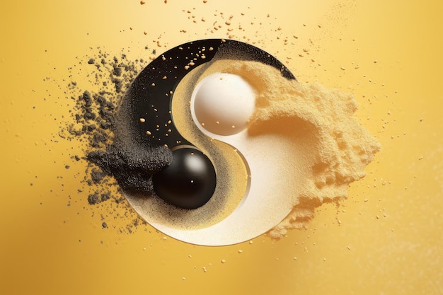 Golden black ying yang Generate Ai