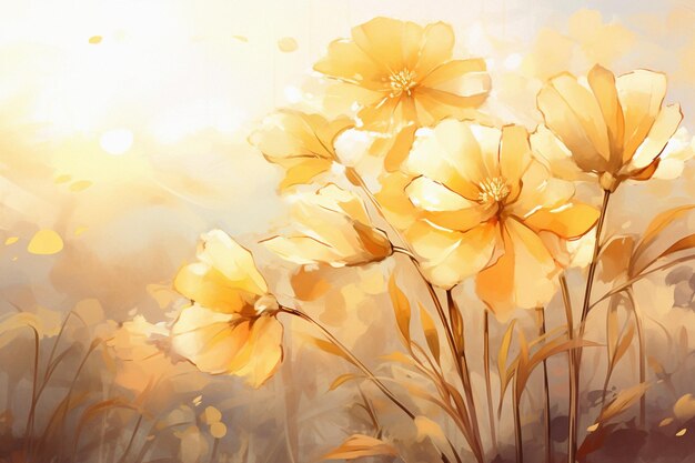 Golden blooms in sunlight a dreamy masterpiece