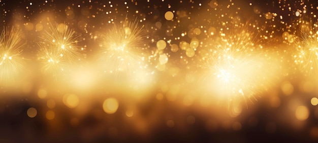 Golden bokeh lights abstract background