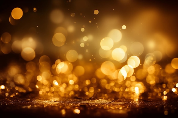 Golden bokeh lights background