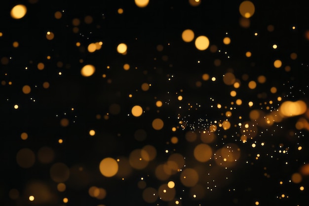 Golden Bokeh Lights on Dark Background