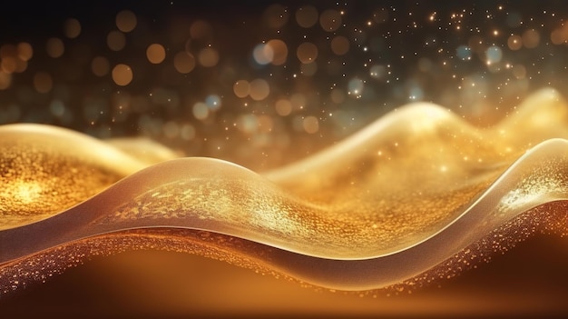 Golden Bokeh Shiny Abstract Background Generative AI