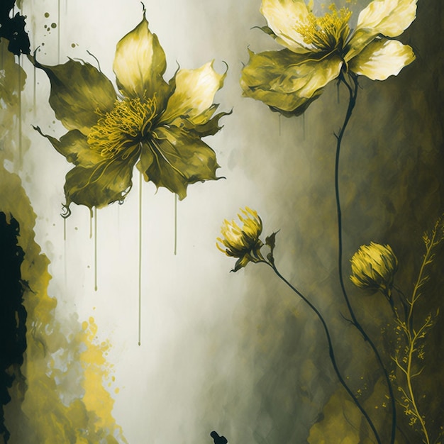 Photo golden botanical art grunge texture background