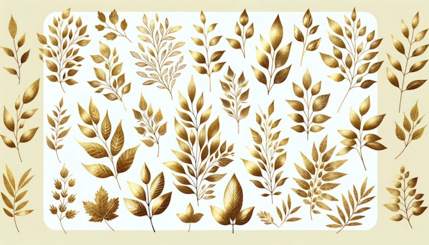 Photo golden botanical illustrations collection