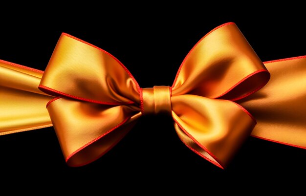 Photo golden bow isolated on black background ai generated