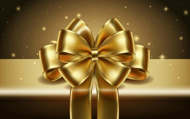 Фото Золотой лук с золотыми тонами фона декоративный орнамент и концепция подарка